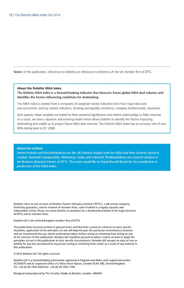 Q4 2014 The Deloitte M&A Index - Page 10