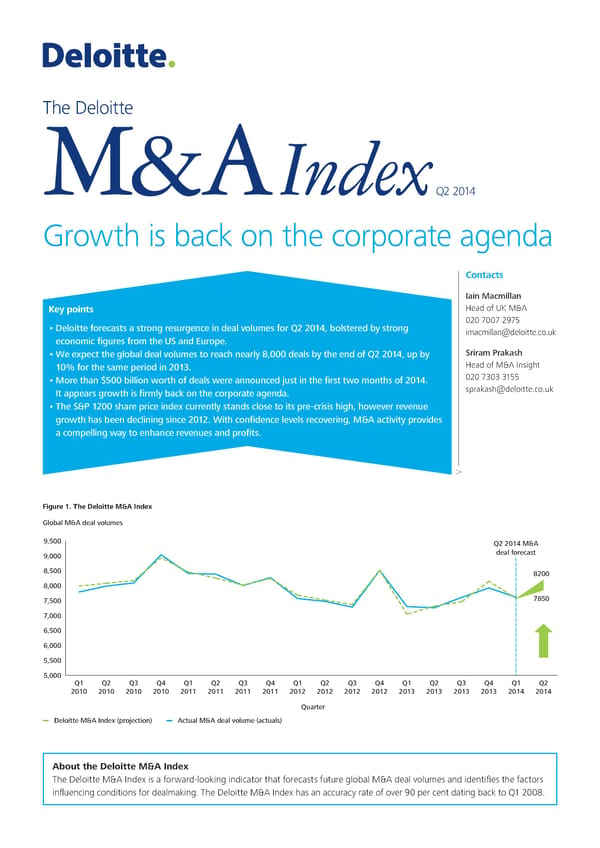 Q2 2014 The Deloitte M&A Index - Page 1