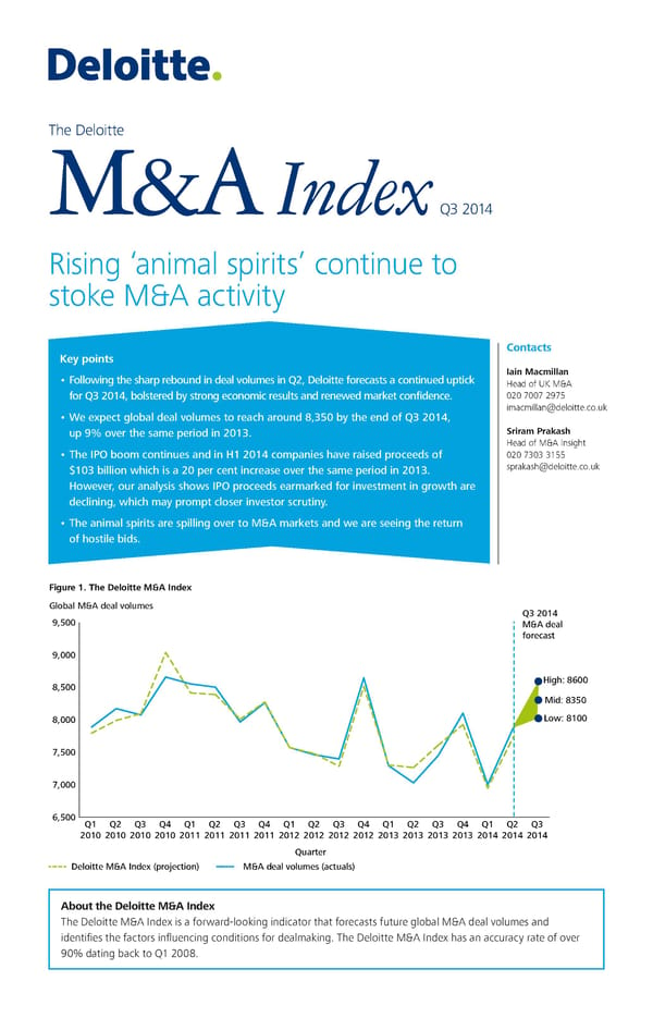 Q3 2014 The Deloitte M&A Index  - Page 1